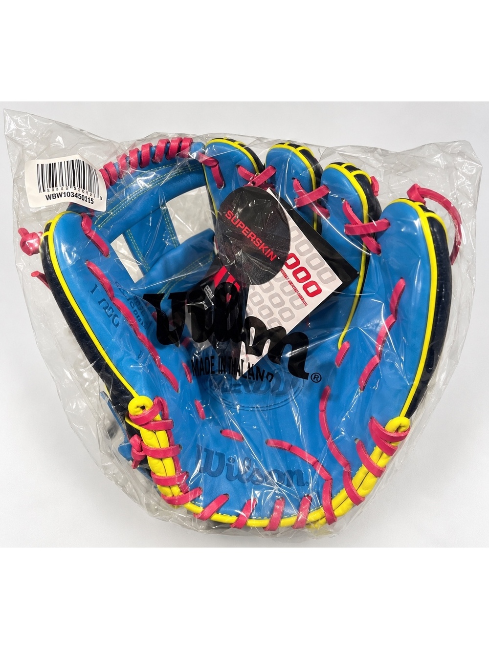 Wilson A2000 Superskin Baseball Glove - Blue, Black, Yellow, Pink
